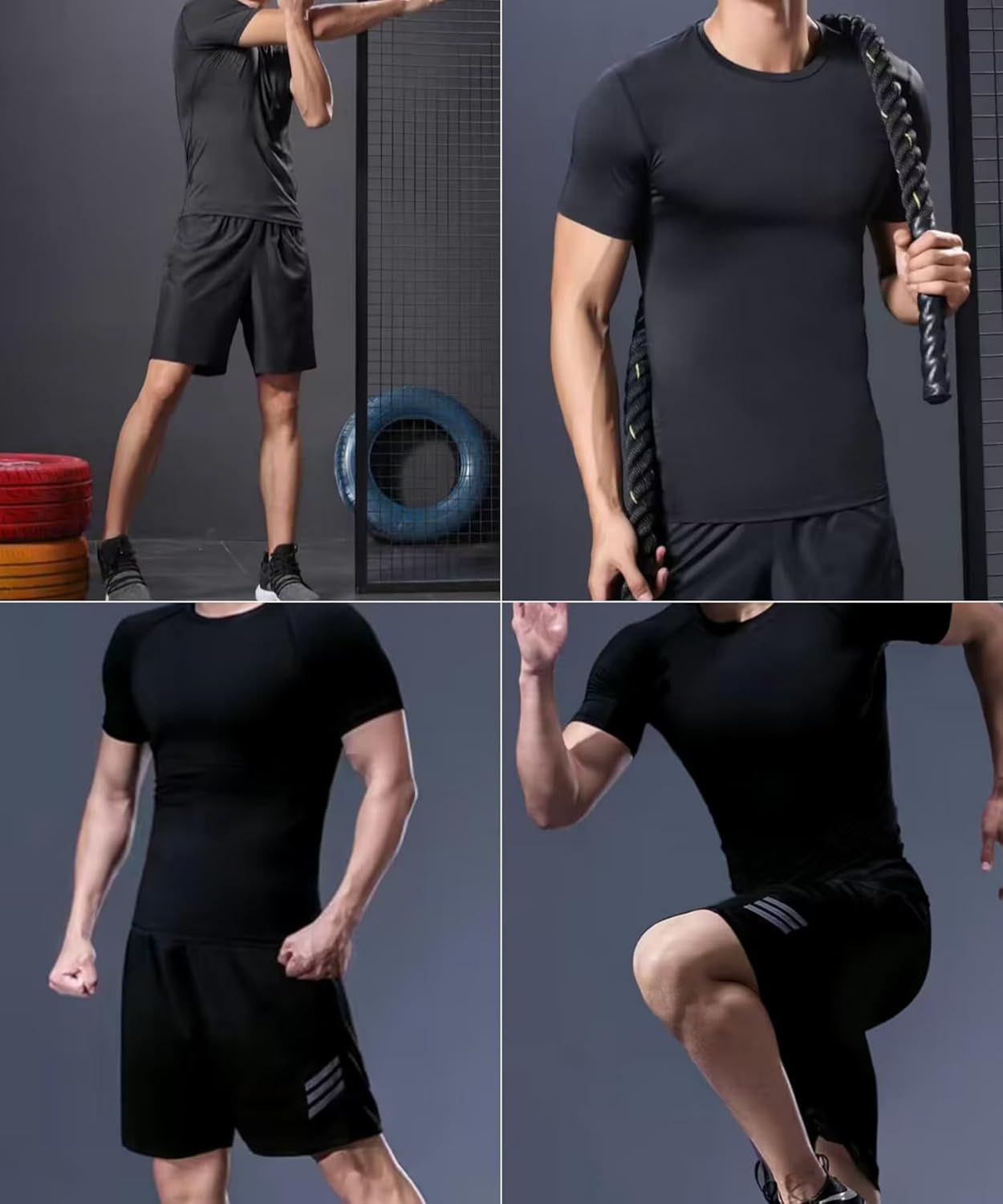 Camisa De Compresión Hombre Manga Corta Para Deportiva Camiseta,Hombre Base Layer Para Correr Transpirable Secado Rápido,Para Entrenamiento Fitness