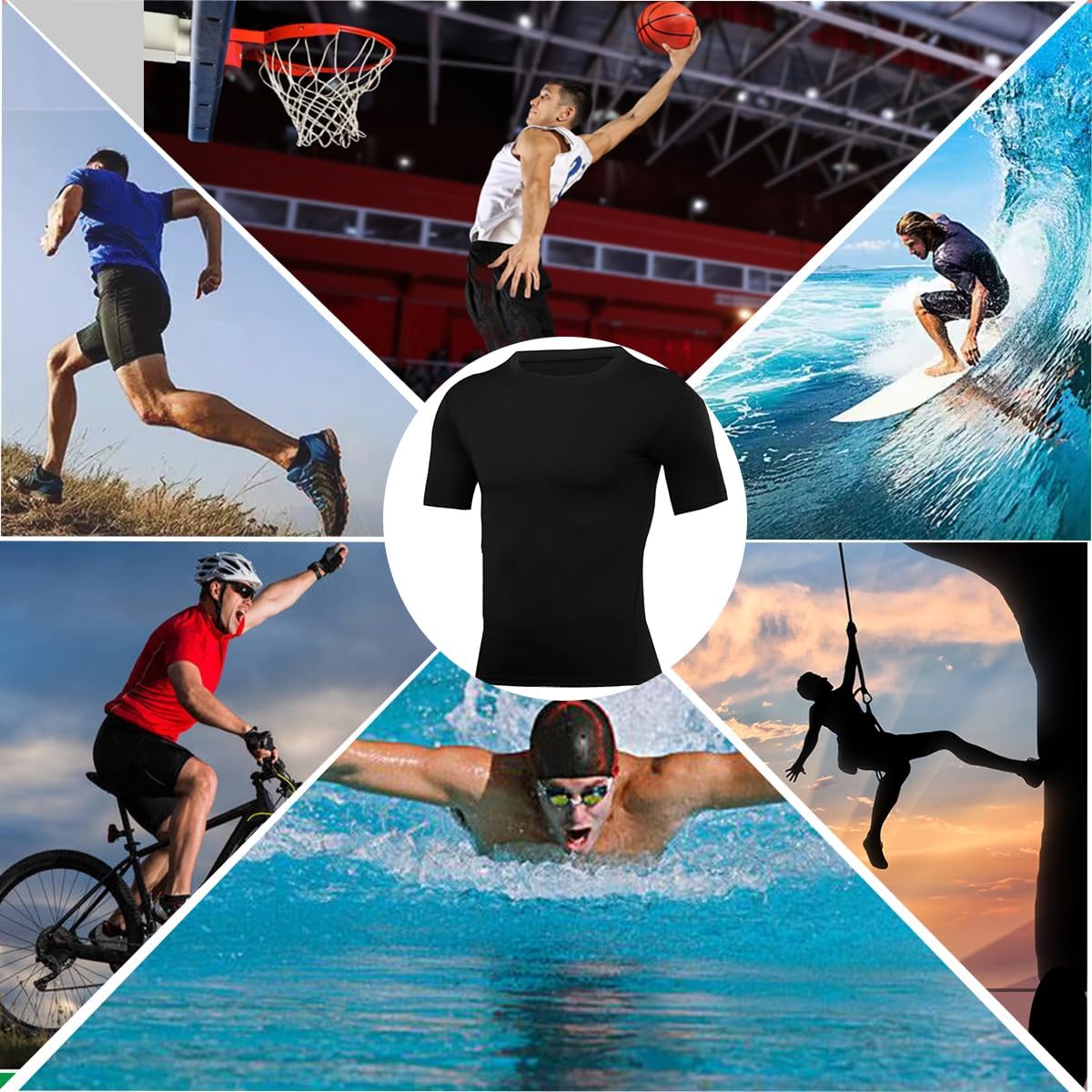 Camisa De Compresión Hombre Manga Corta Para Deportiva Camiseta,Hombre Base Layer Para Correr Transpirable Secado Rápido,Para Entrenamiento Fitness