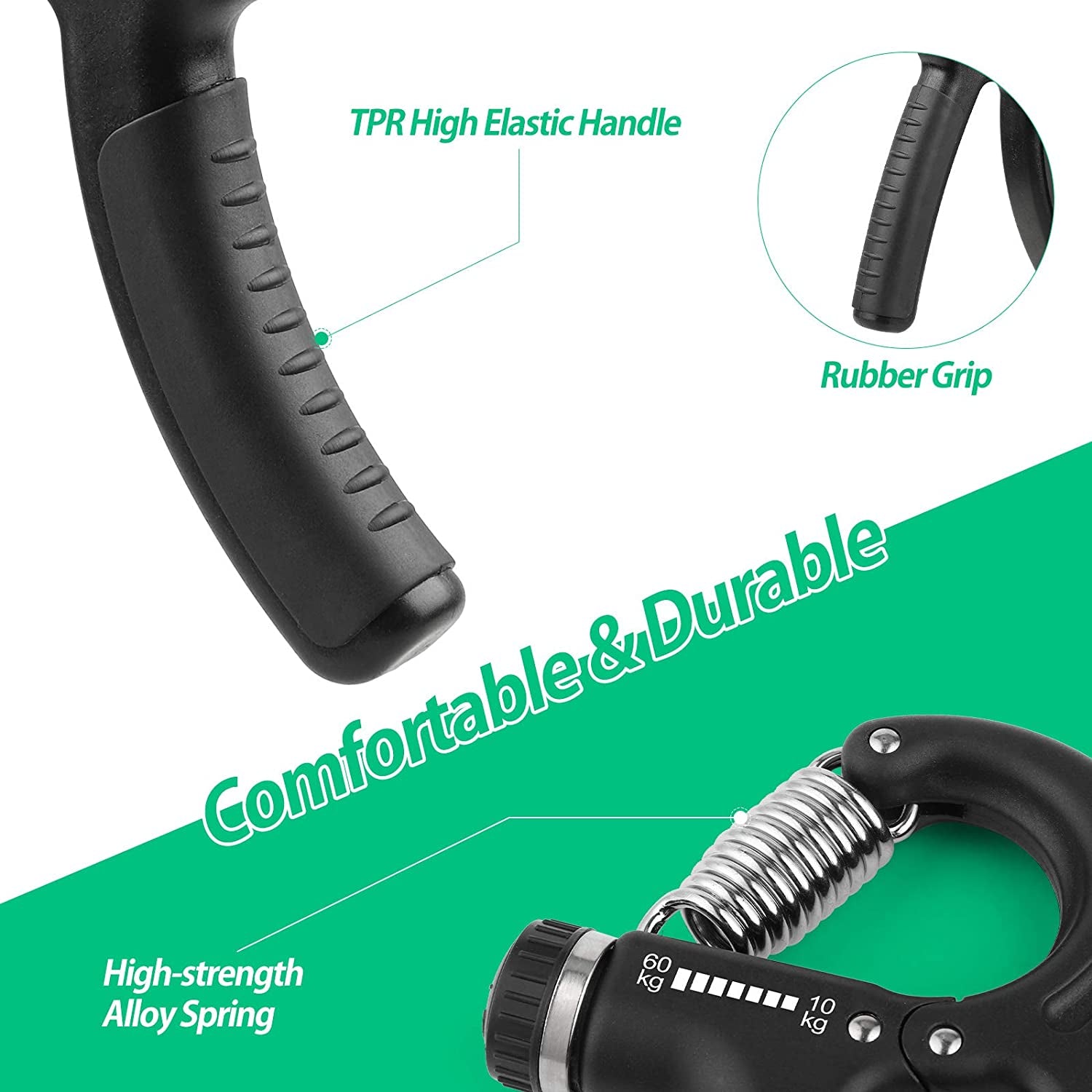 Hand Grip, Antebrazo Ejercitar, Fortalecedor De Agarre De Manos, Resistencia Ajustable 10-60Kg (22-132Lbs), Ejercitador De Manos Antideslizante, Para Músicos Atletas