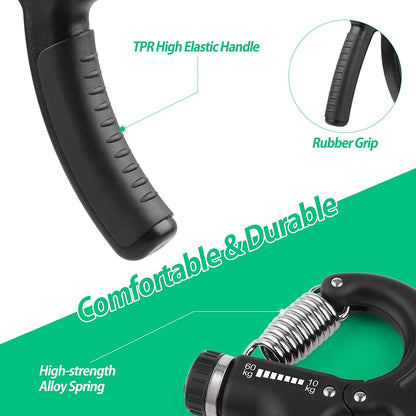Hand Grip, Antebrazo Ejercitar, Fortalecedor De Agarre De Manos, Resistencia Ajustable 10-60Kg (22-132Lbs), Ejercitador De Manos Antideslizante, Para Músicos Atletas